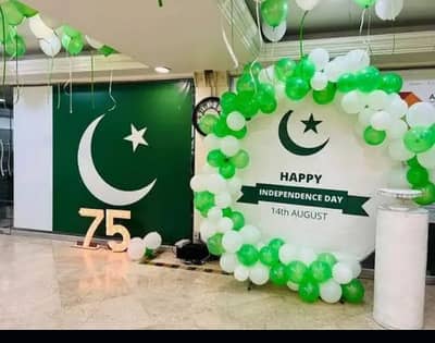 14 August Circular Backdrop Office Decor with 75 Celebration Setup