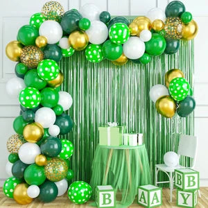 14 August Green and Gold Balloon Garland Setup