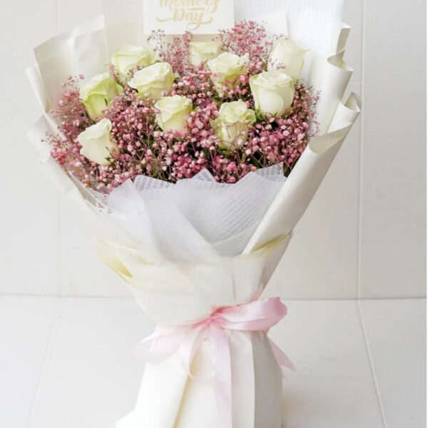White Elegance Rose Bouquet