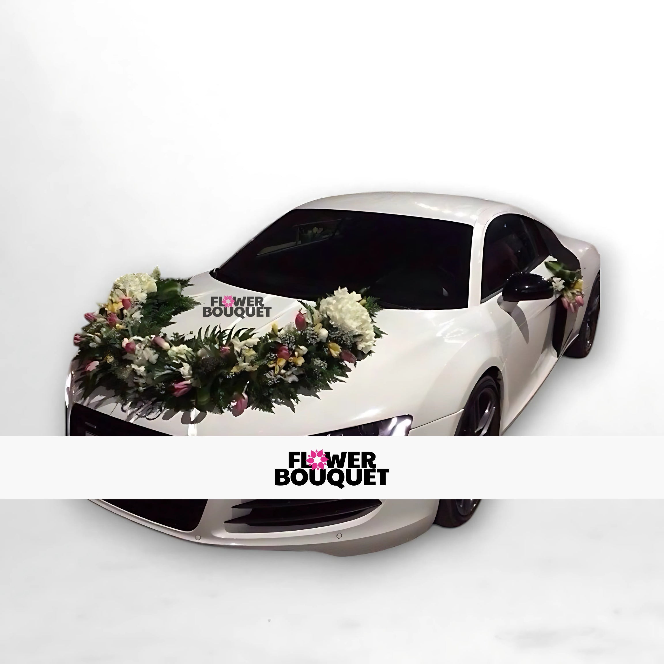 Blossoming Audi Wedding Car Floral Garland