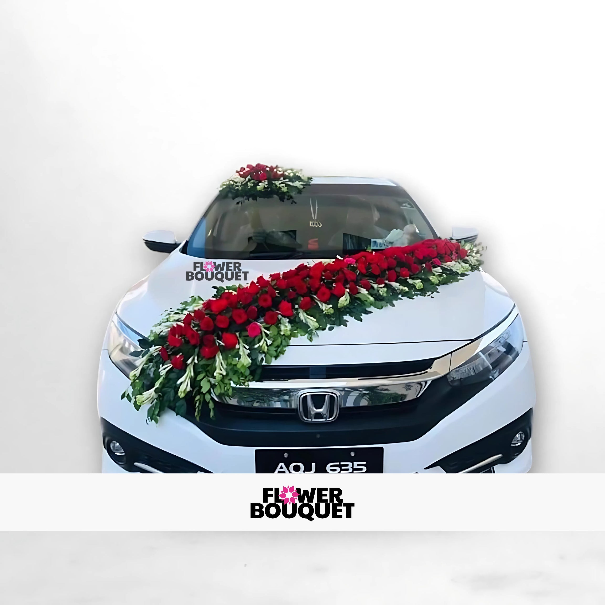 Elegant Honda City Wedding Car Floral Decoration