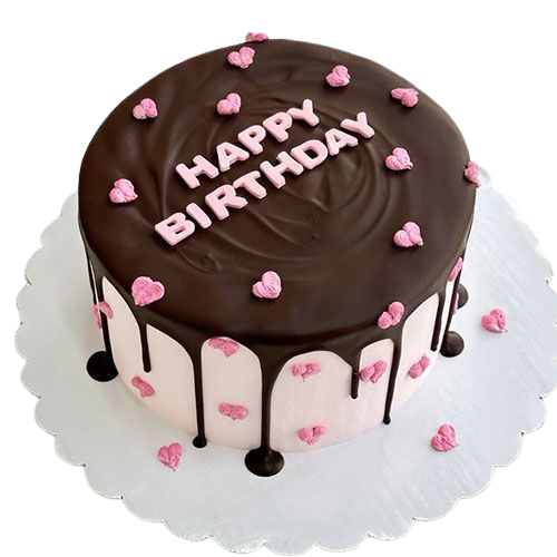 Chocolate Birthday Cake - 2 Lbs Rich Ganache Design