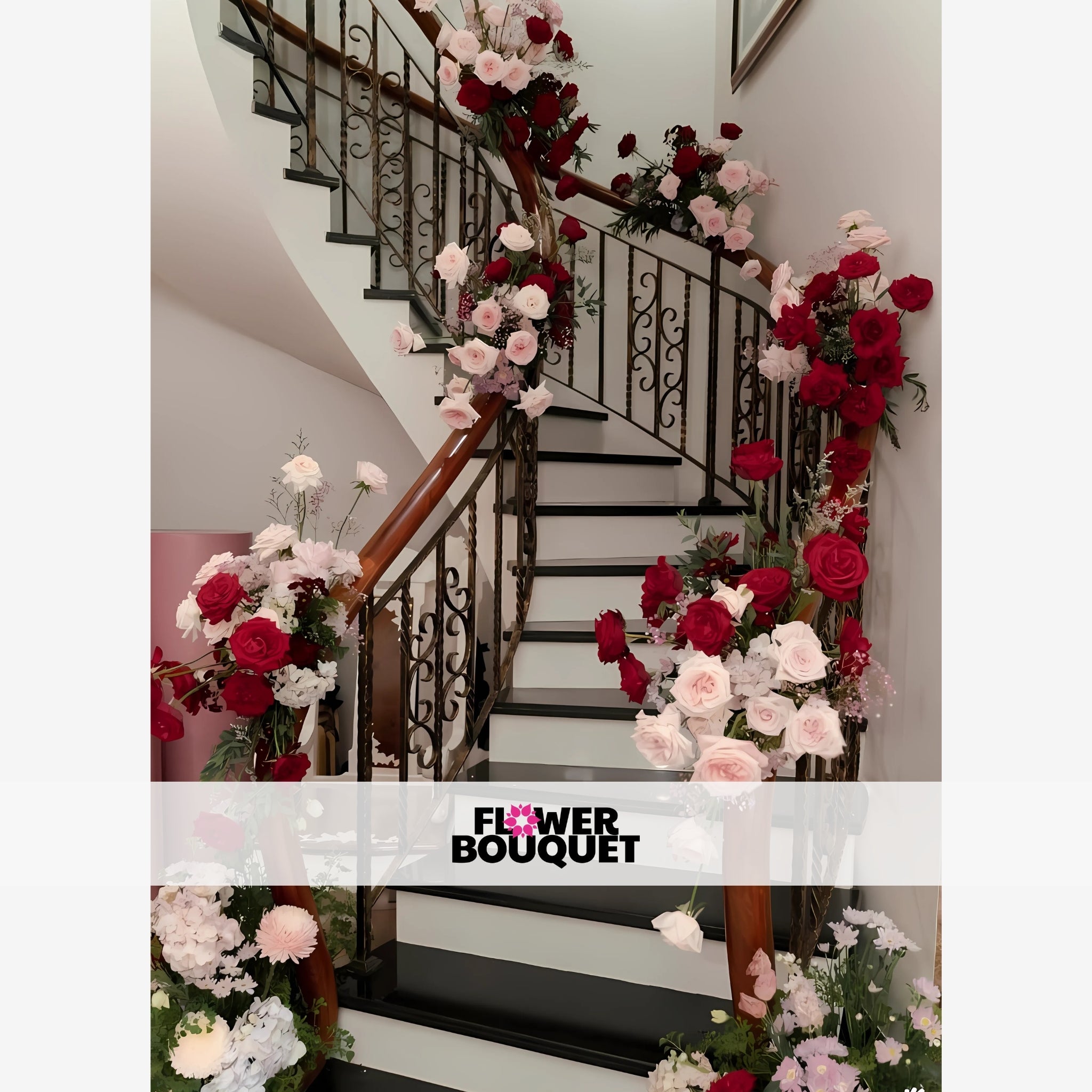 Luxury Spiral Staircase Rose Arrangement Decor