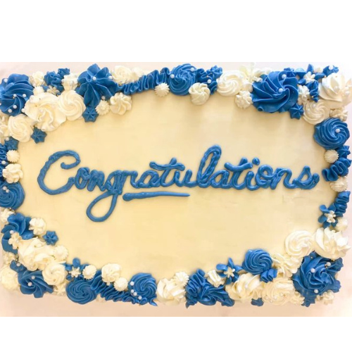 Blue Floral Congrats Cake | 2 Lbs Elegant Milestone Dessert