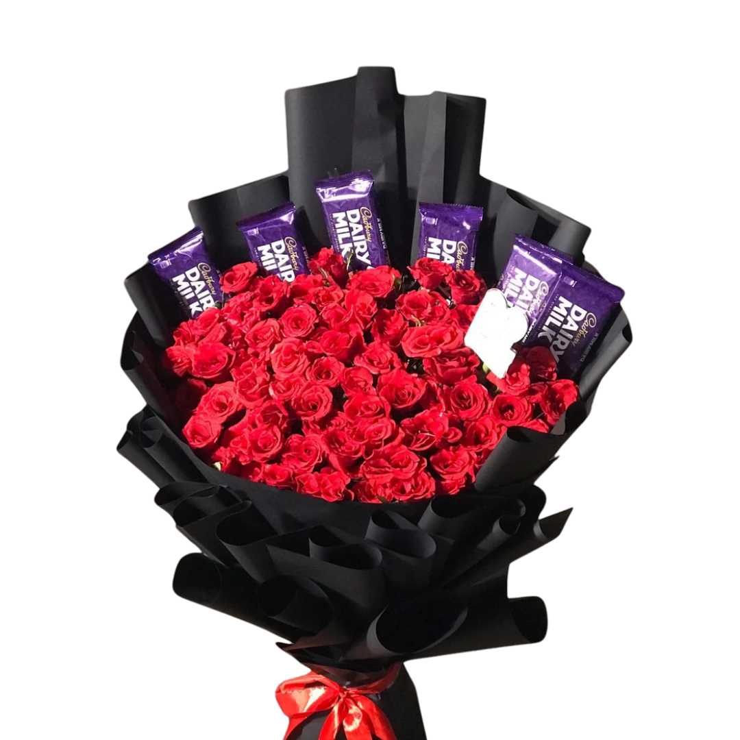Decadent Delight Red Roses & Chocolate Bouquet