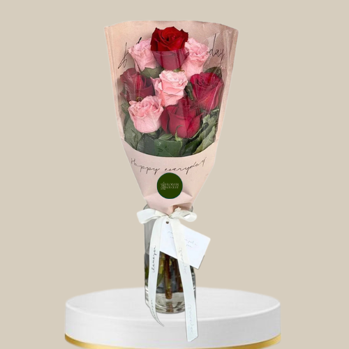 Blush Aura Red and Pink Rose Bouquet