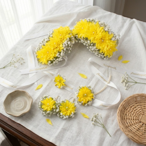 Vibrant Yellow Floral Jewelry Set for Haldi and Mehndi