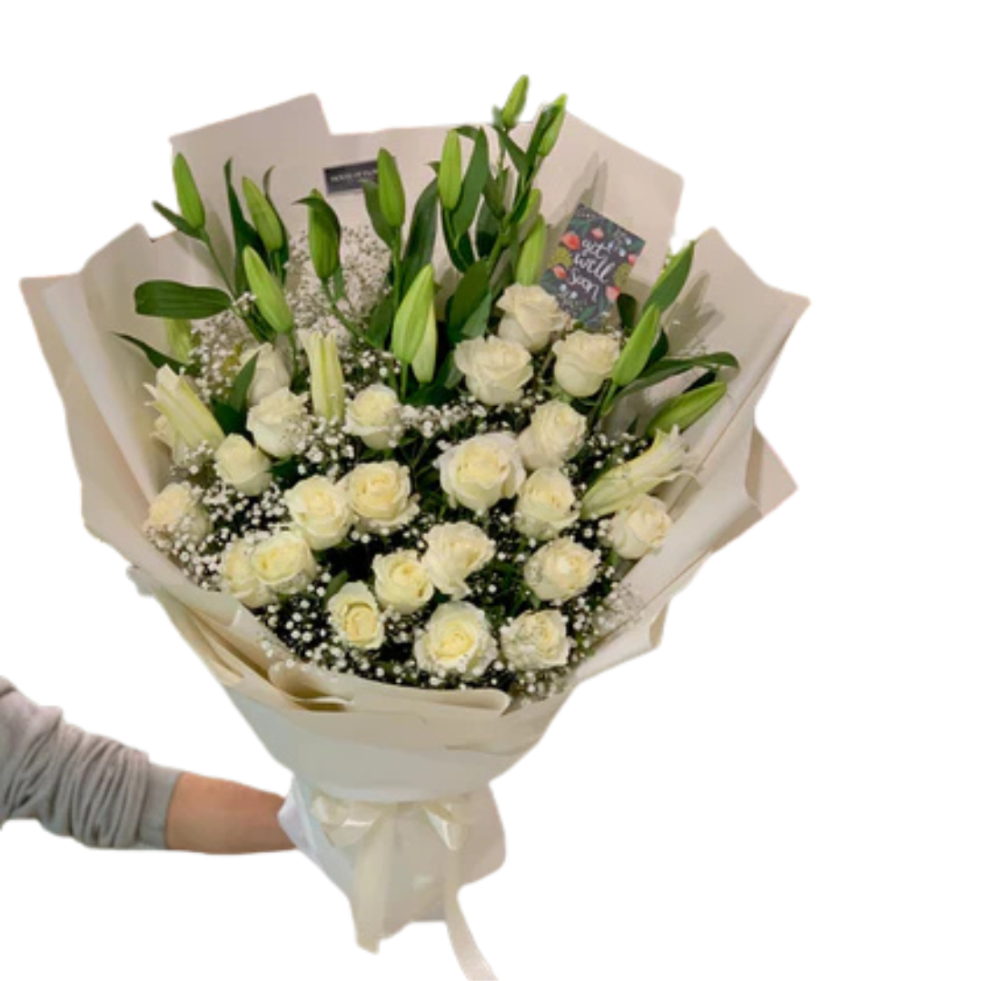 Pure Love 23 Roses & Lilies Bouquet | Stunning Floral Gift