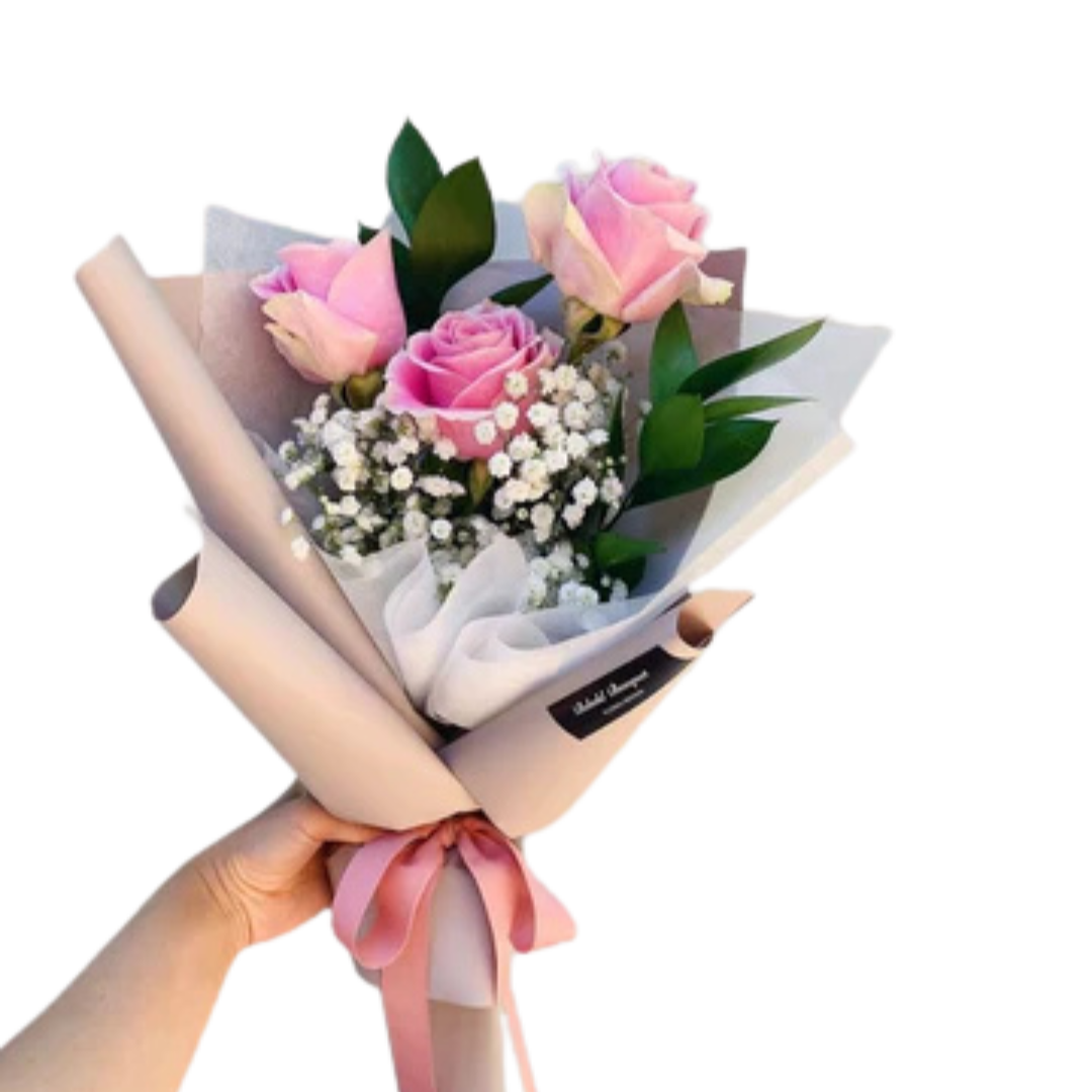 Pink Petal Elegance 3-Rose Bouquet