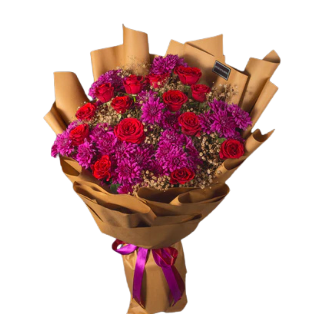 Blossoms in Vogue Red Rose & Chrysanthemum Bouquet | Vibrant Gift