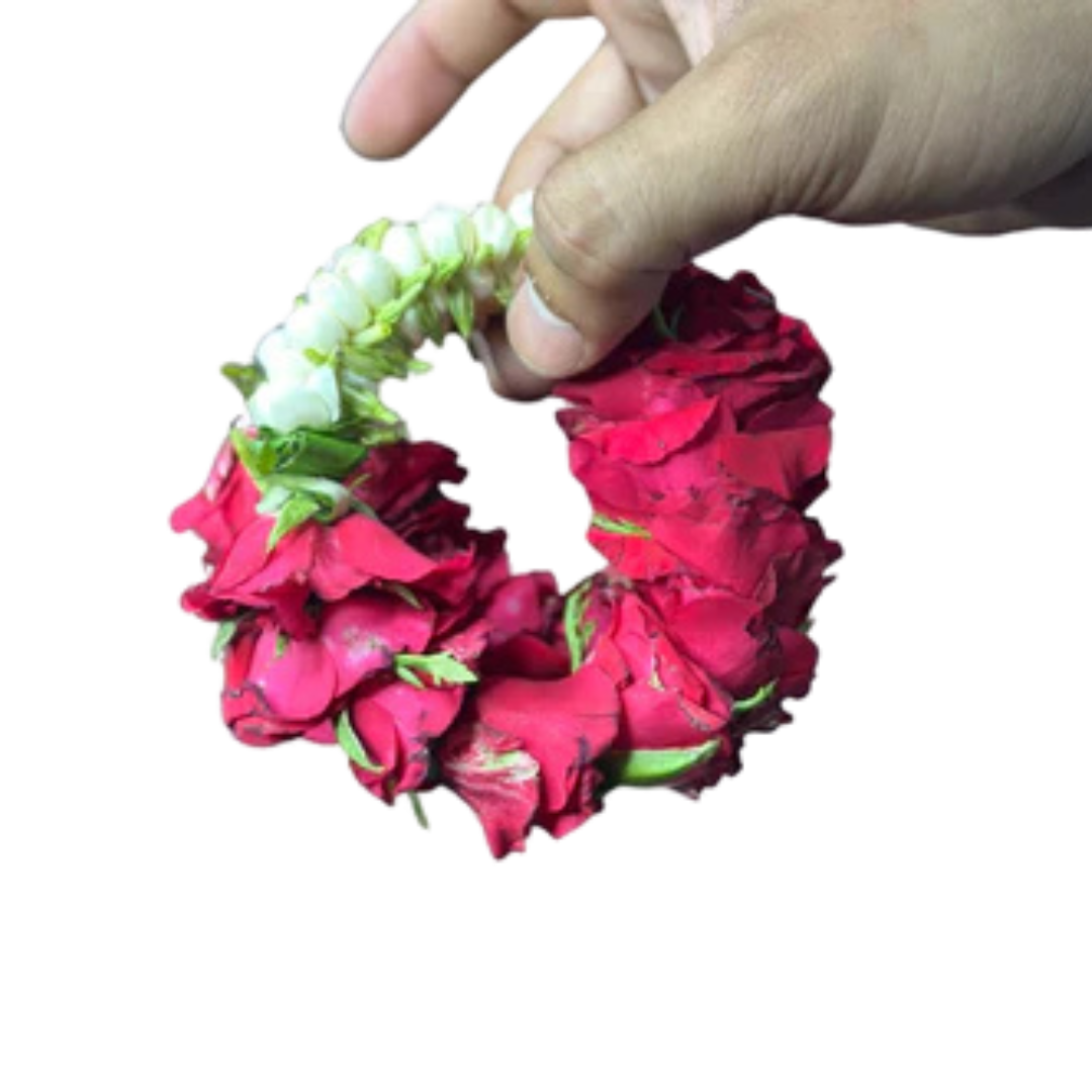 Traditional Red Rose Gajra | Elegant Handcrafted Floral Accessory