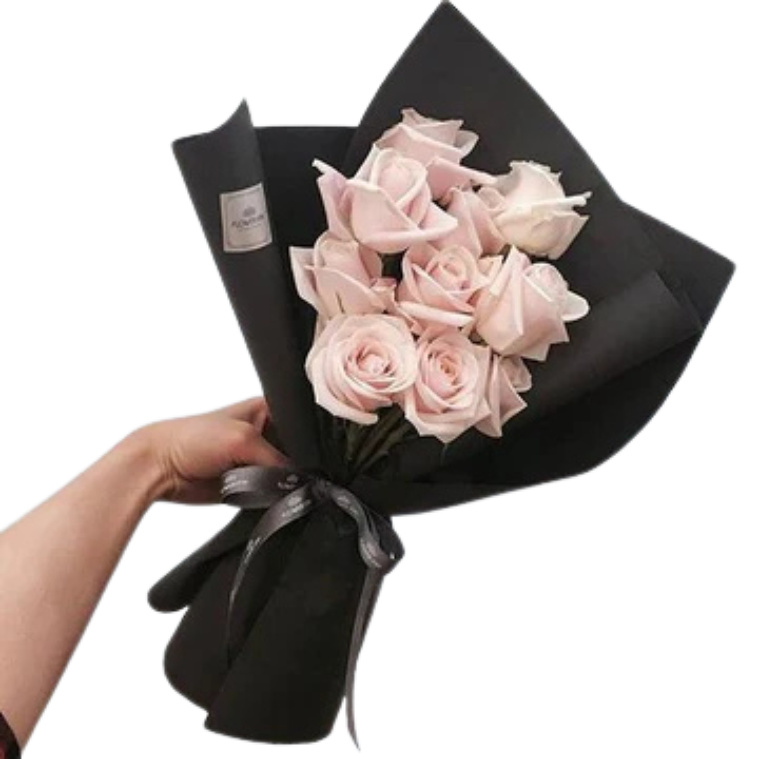 Elegant 9 Pink Rose Bouquet | Affordable Imported Flowers
