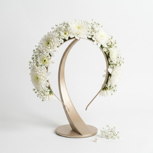 White Chrysanthemum Floral Crown for Weddings and Bridal Showers