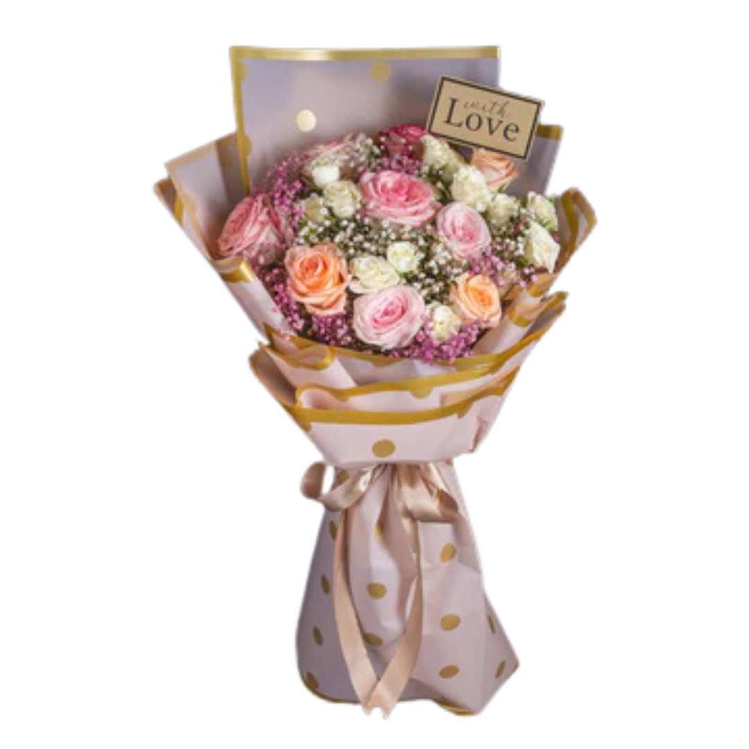 With Love Rose & Baby's Breath Bouquet | Romantic Floral Gift