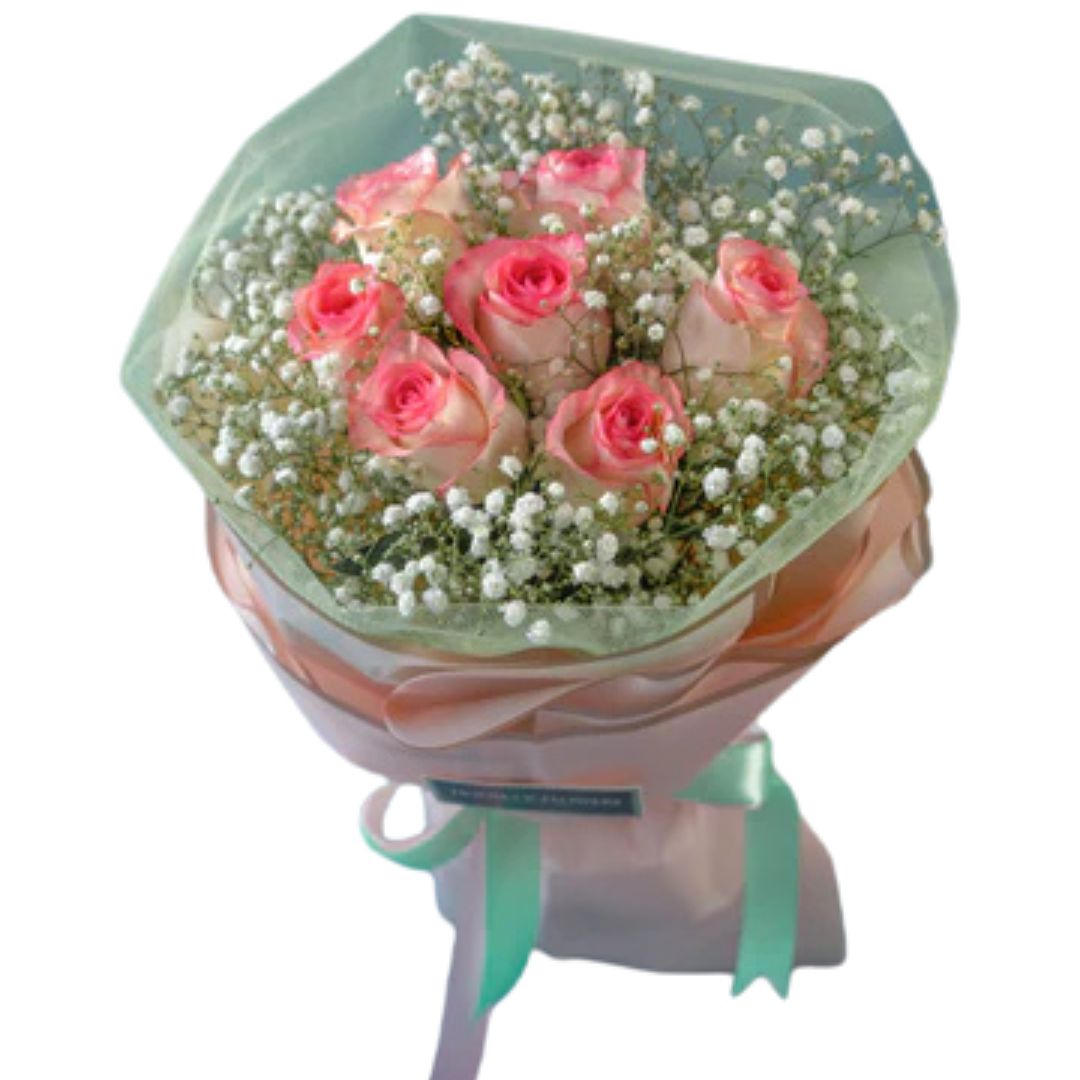 Mom's Joy Rose & Gypso Bouquet | Elegant Floral Gift