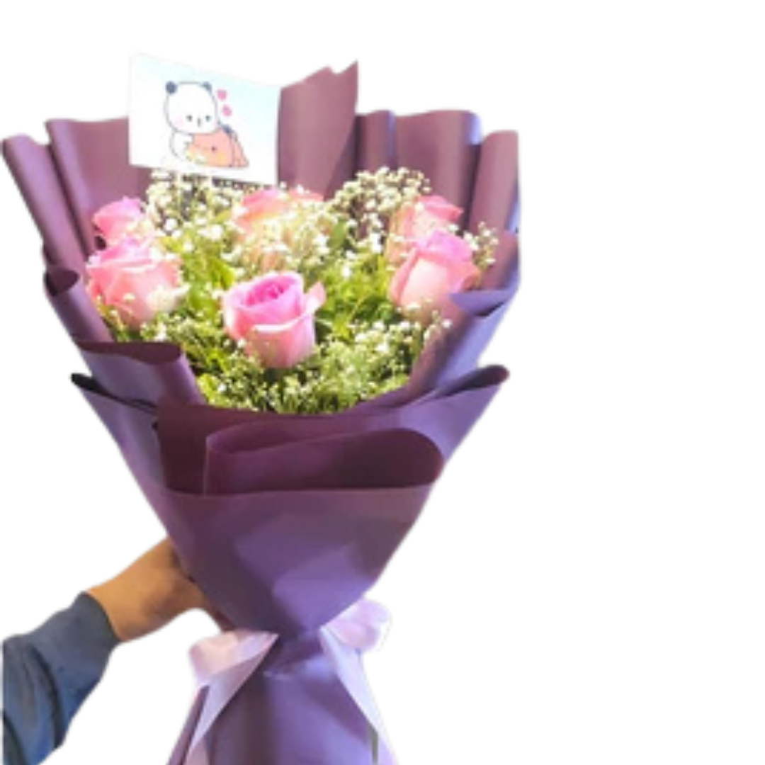 Enchanted Pink Rose & Baby's Breath Bouquet