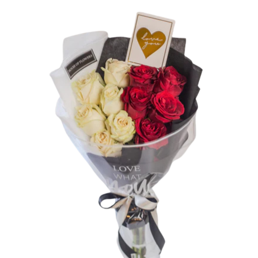 Just Because Red & White Rose Bouquet | Thoughtful Floral Gift