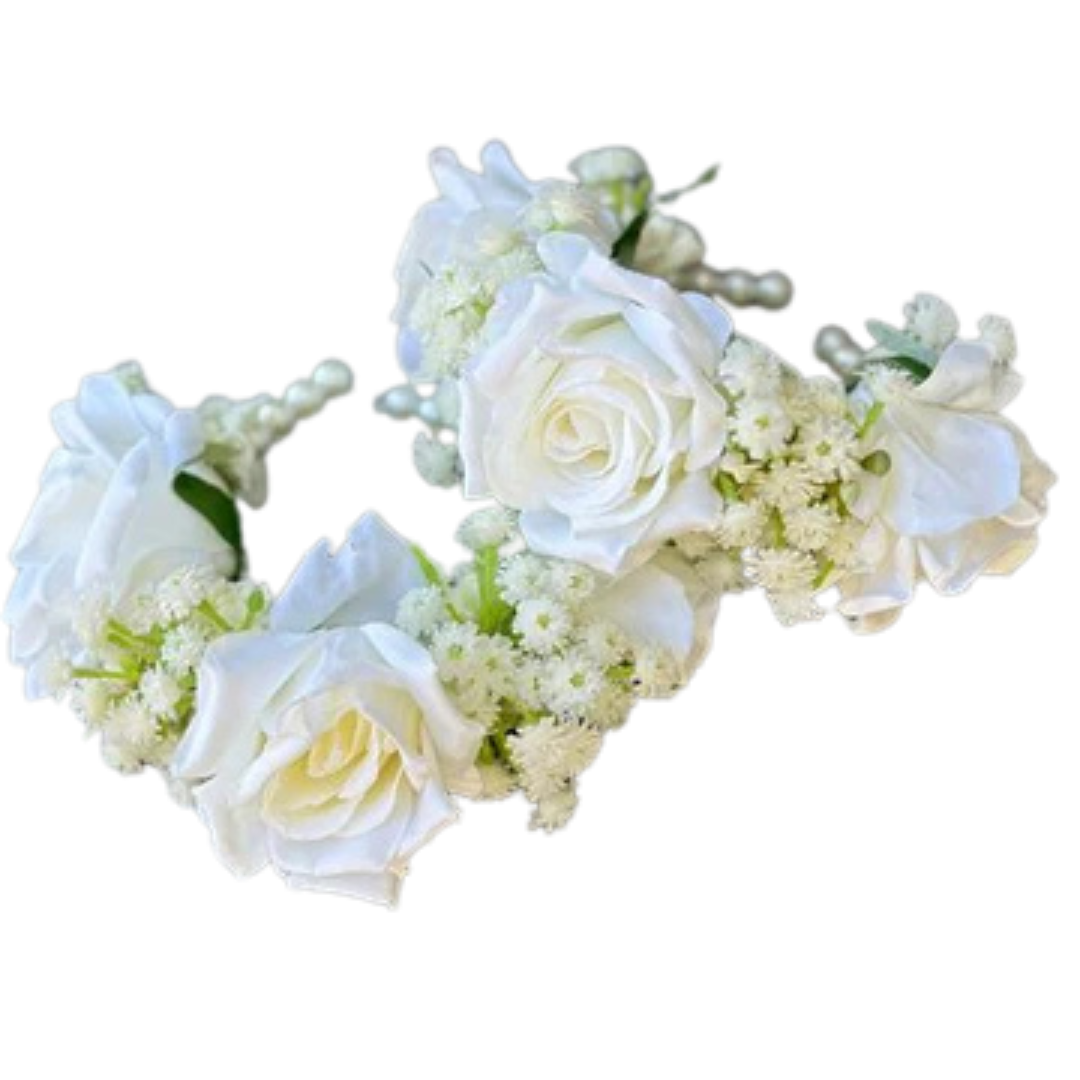 White Jasmine & Rose Gajray Pair | Traditional Wedding Accessory