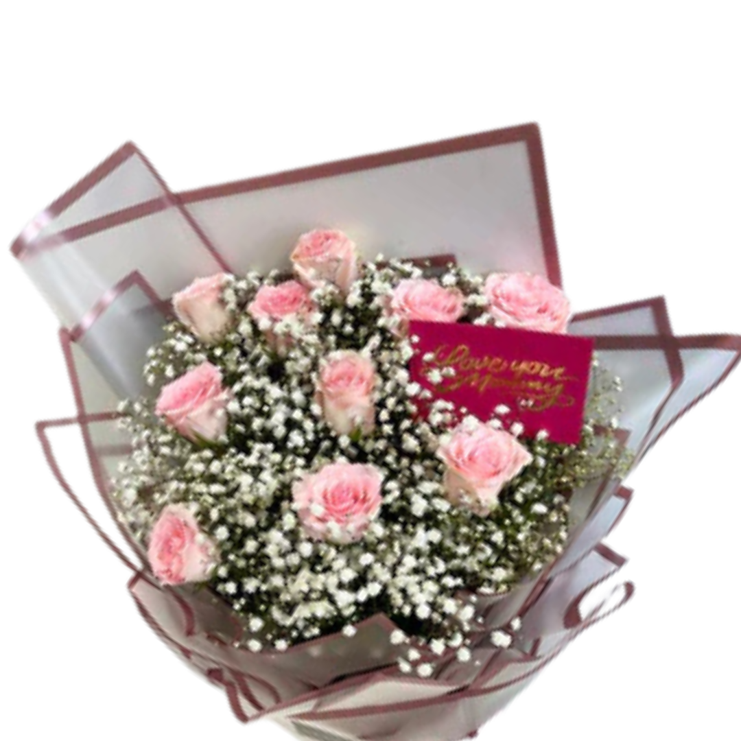Mom's Embrace 10 Imported Roses Bouquet | Elegant Floral Gift