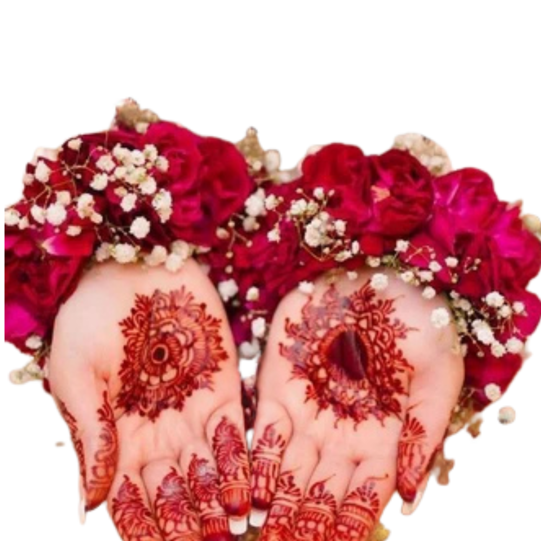 Henna Ceremony Wrist Cuffs with Red Roses & Baby's Breath
