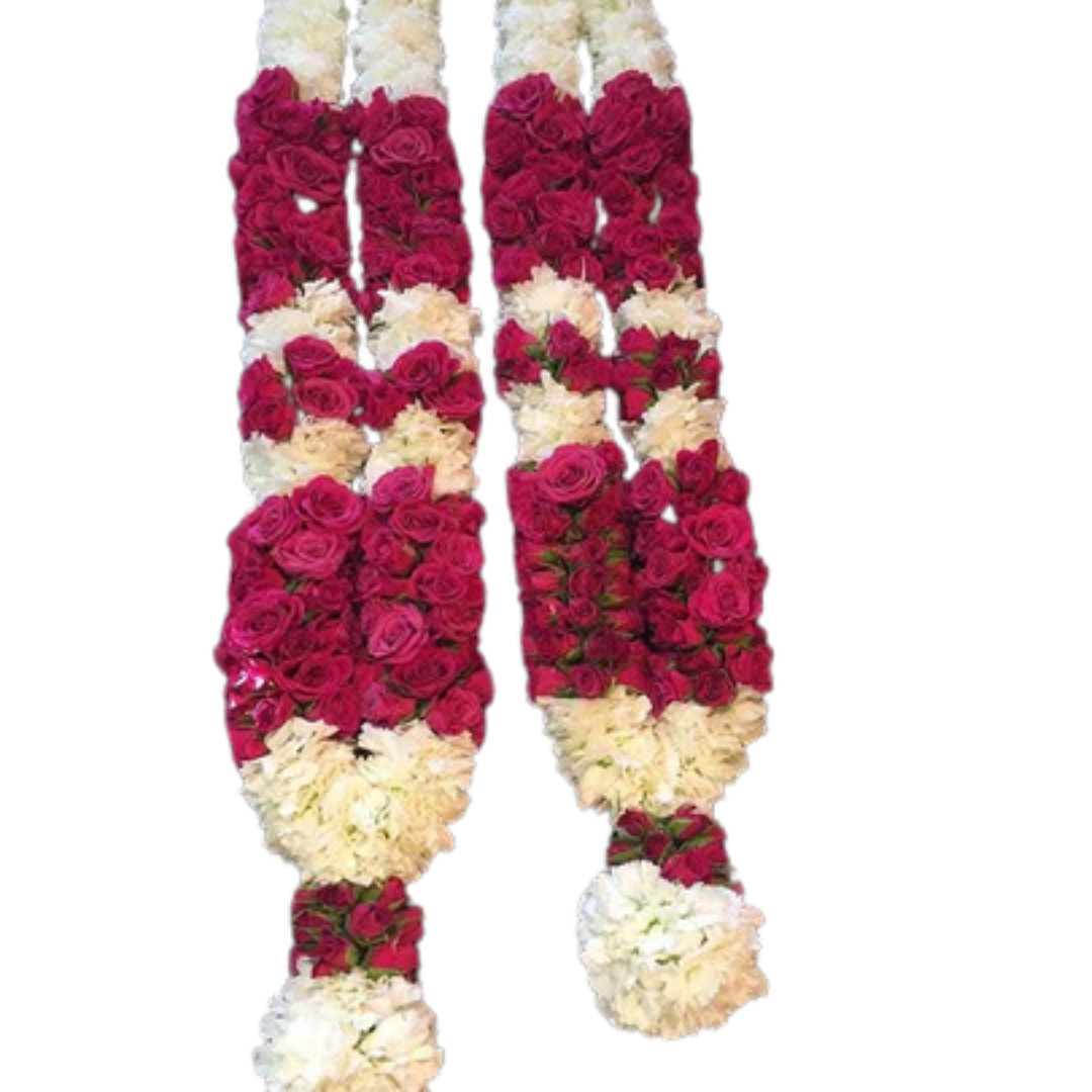 Luxurious Floral Wedding Garlands with Roses & Baby's Breath