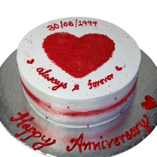 Forever Love Anniversary Cake - 2 Lbs Heart Design