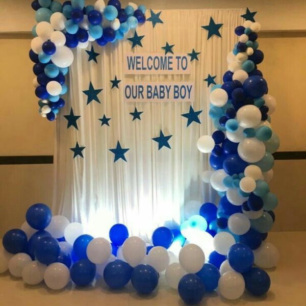 Blue & White Crib Balloon Baby Shower Decor