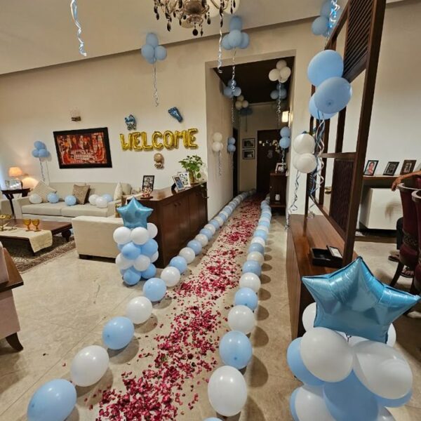 Baby Shower Entrance Balloon & Rose Petal Decor