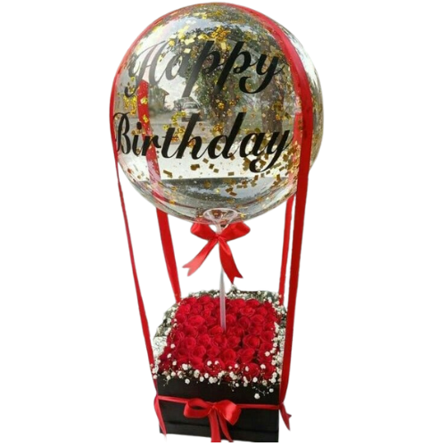 Balloon Rose Gift Box – Red Roses