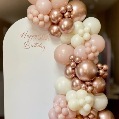 Elegant Rose Gold & White Balloon Party Backdrop