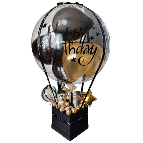 Balloon Gift Box – Black & Gold Celebration Edition