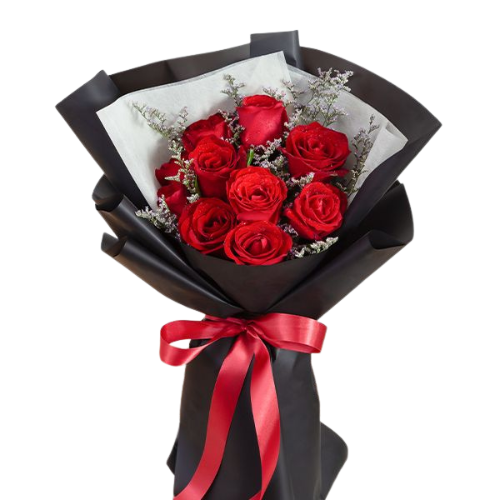 Red Roses – Black Wrap