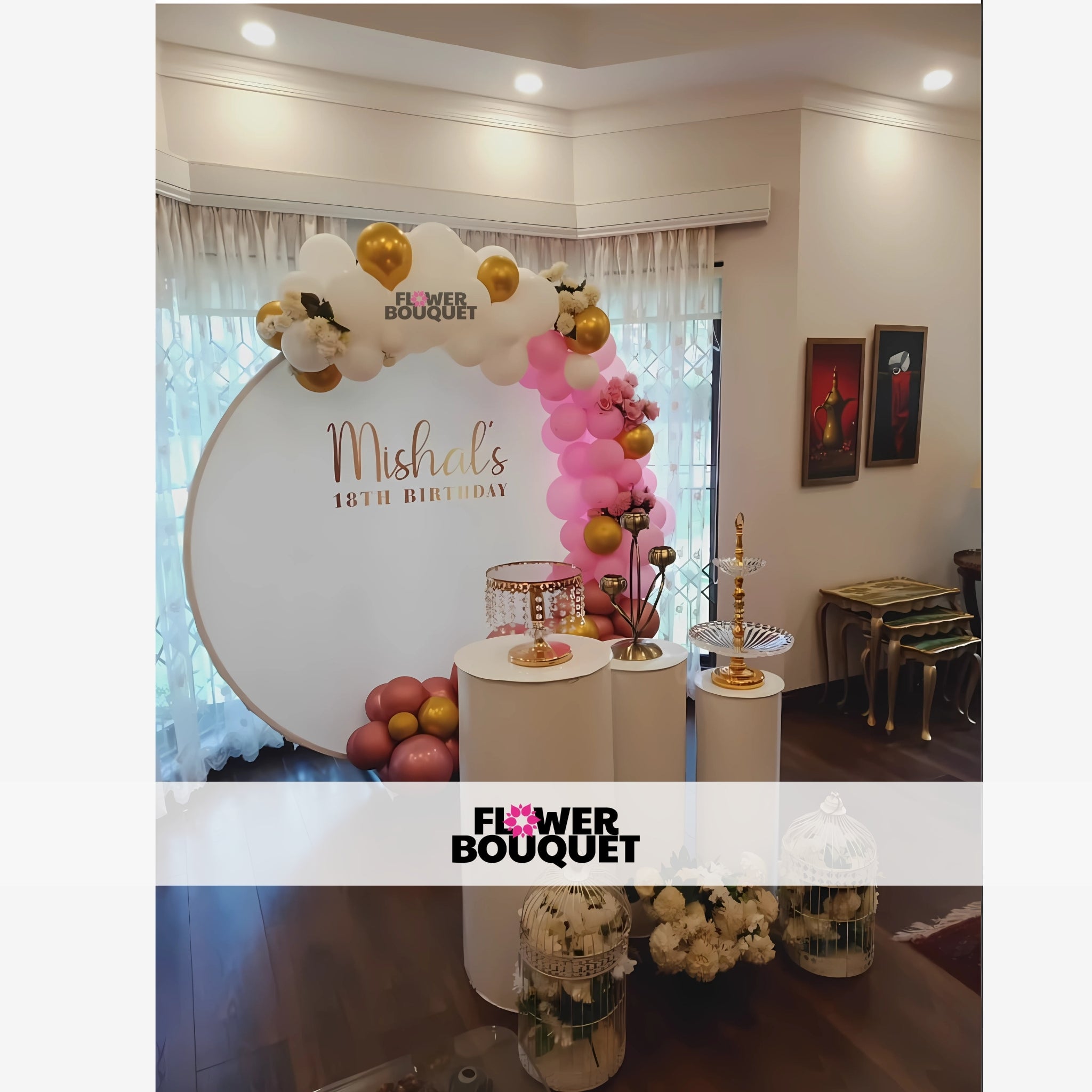 Elegant 18th Birthday Setup with Personalized Backdrop