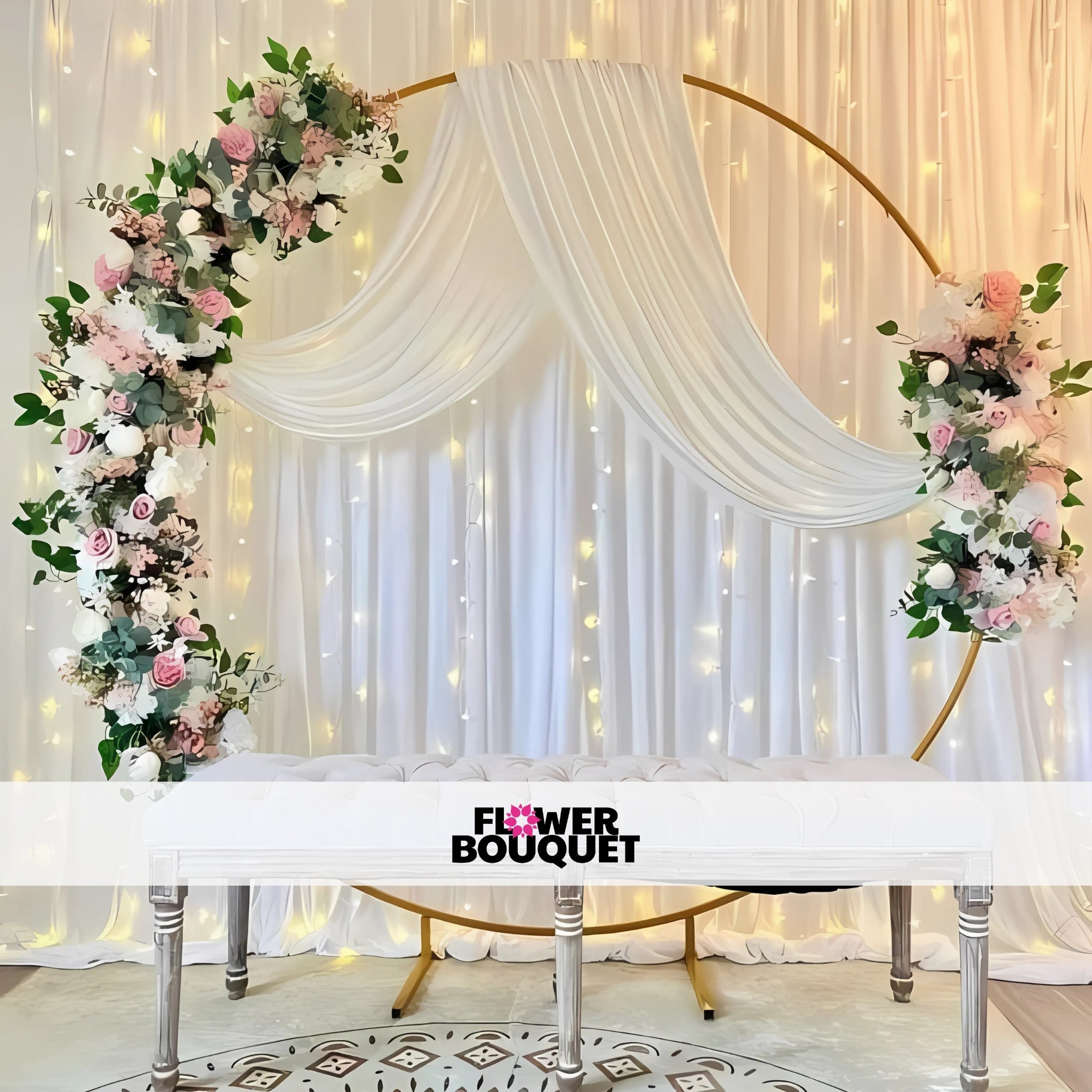 Elegant Floral Nikah Circular Gold Arch Decor