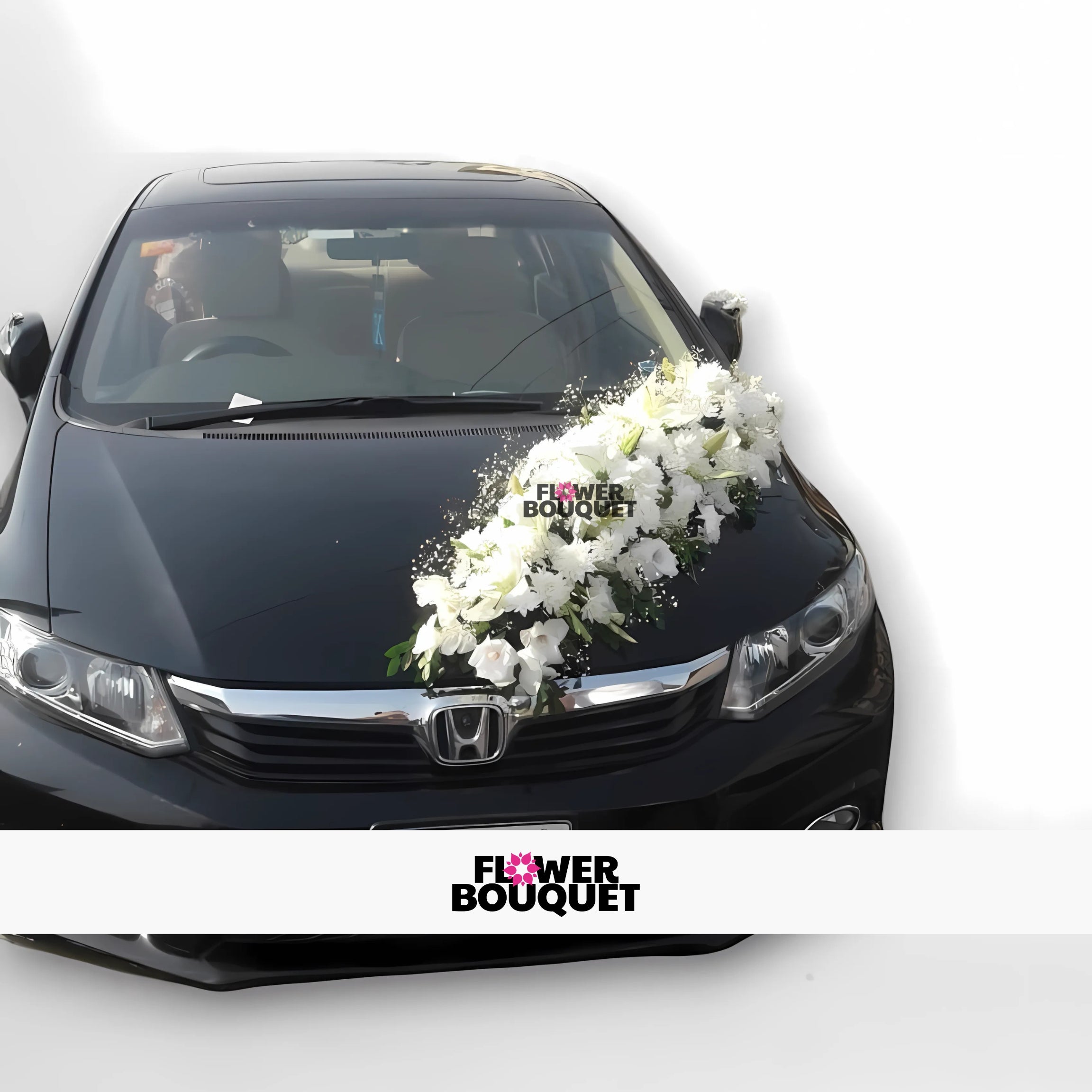 Elegant Honda City White Floral Wedding Decoration