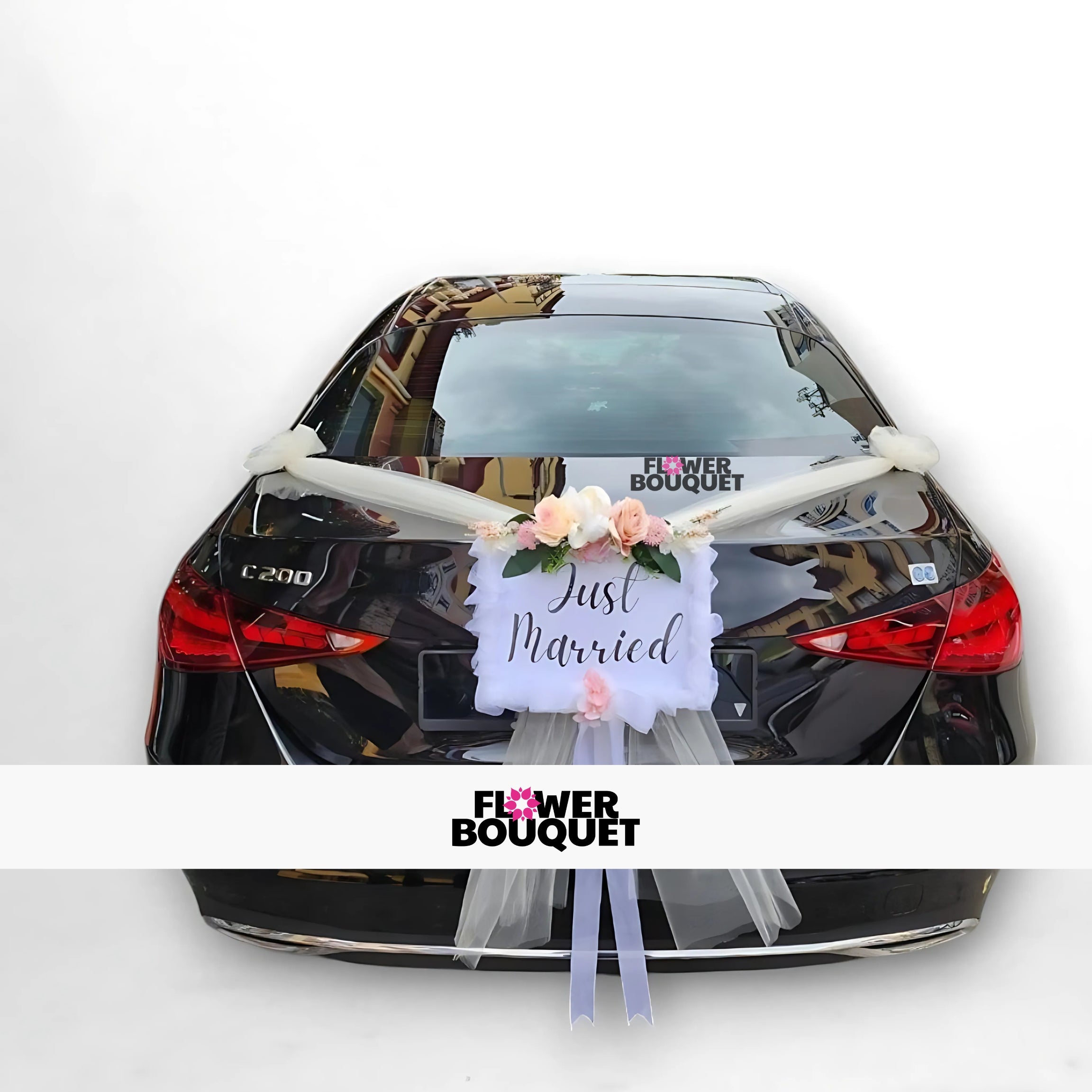 Romantic Mercedes C200 Just Married Car Decoration