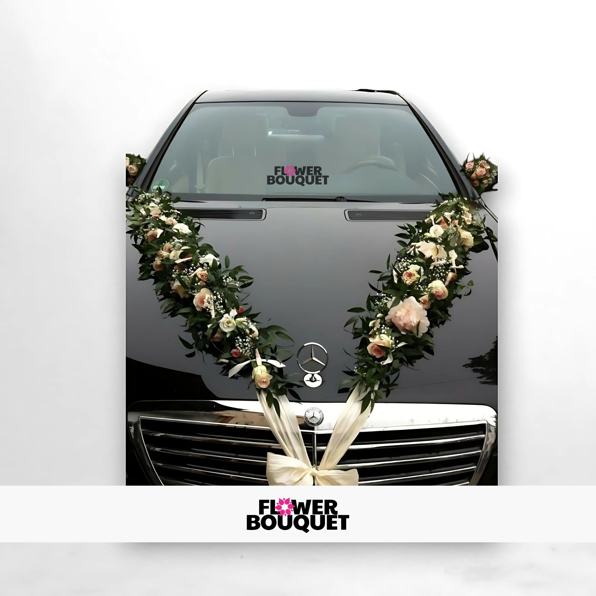 Elegant Mercedes Wedding Car Floral Garland
