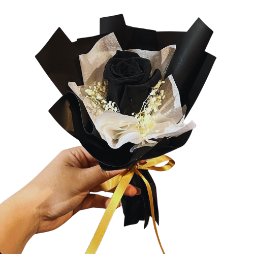 Elegant Midnight Single Black Rose Bouquet