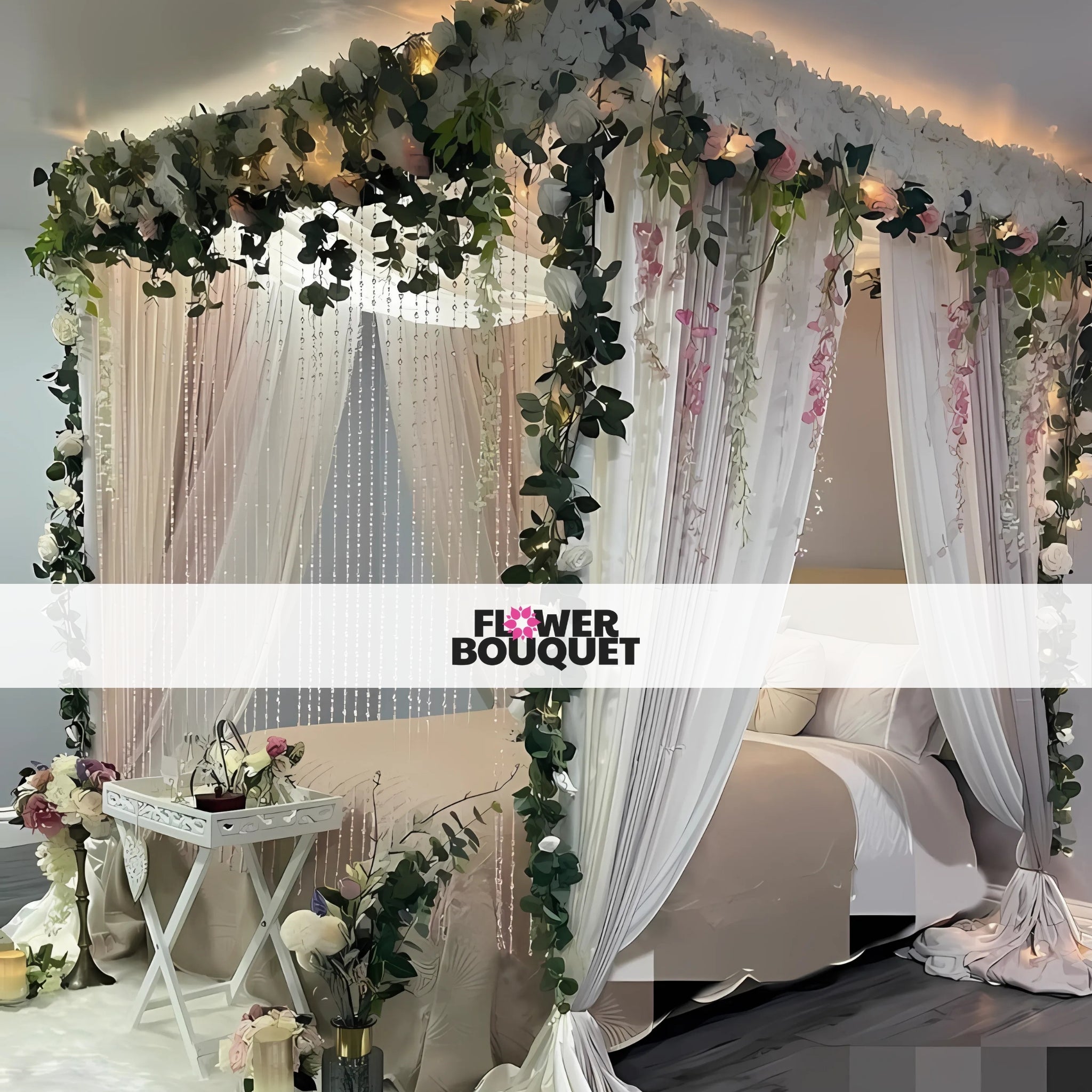 Enchanted Floral Canopy Bed Decor