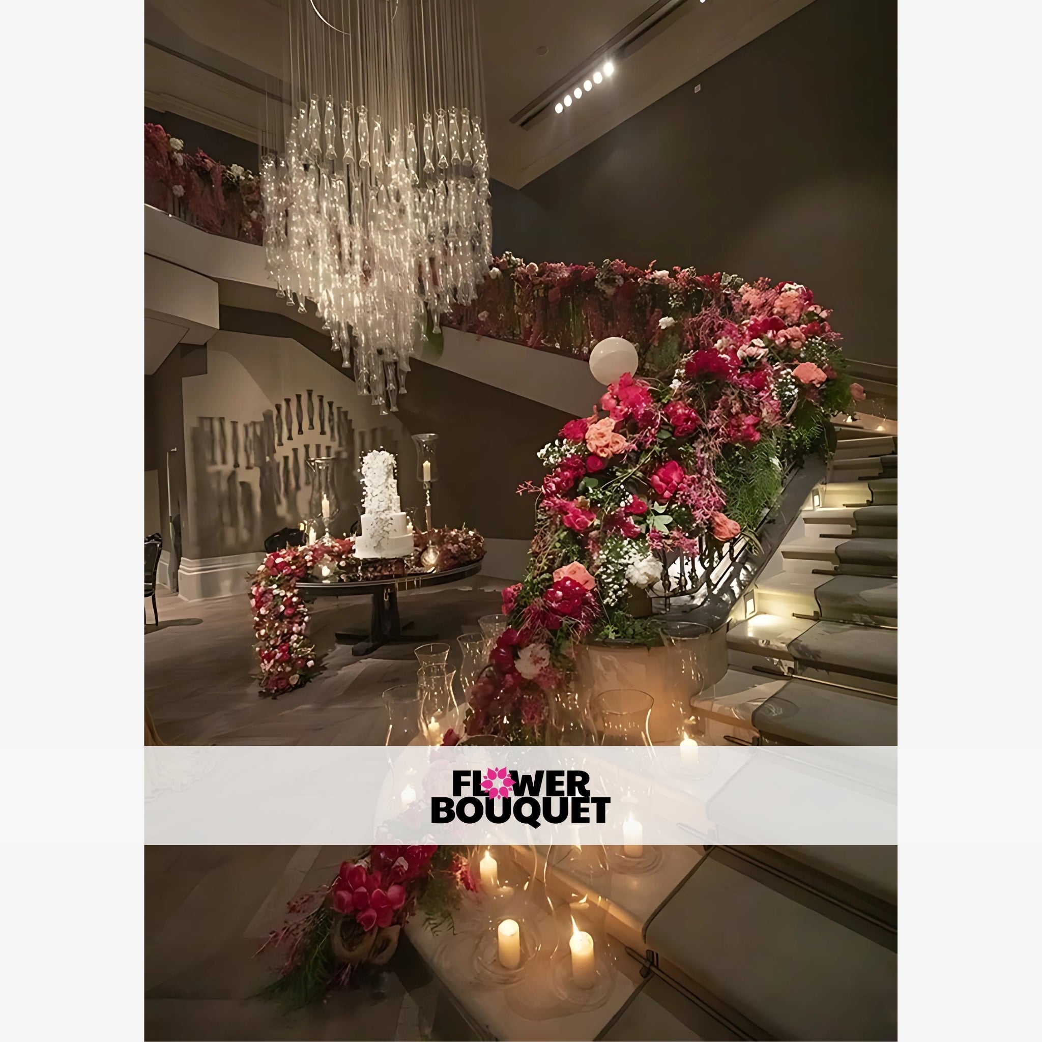 Enchanted Floral Staircase Decor with Cascading Blooms