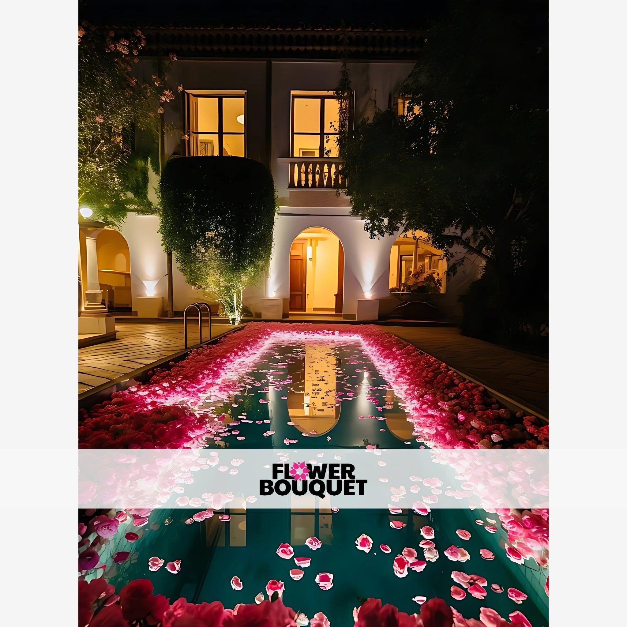 Enchanted Rose Oasis Pool Decor with Floating Petals