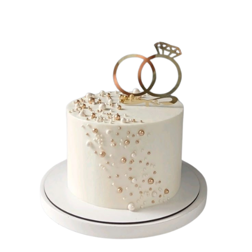 Golden Rings Engagement Cake - 2 Lbs Elegant Design