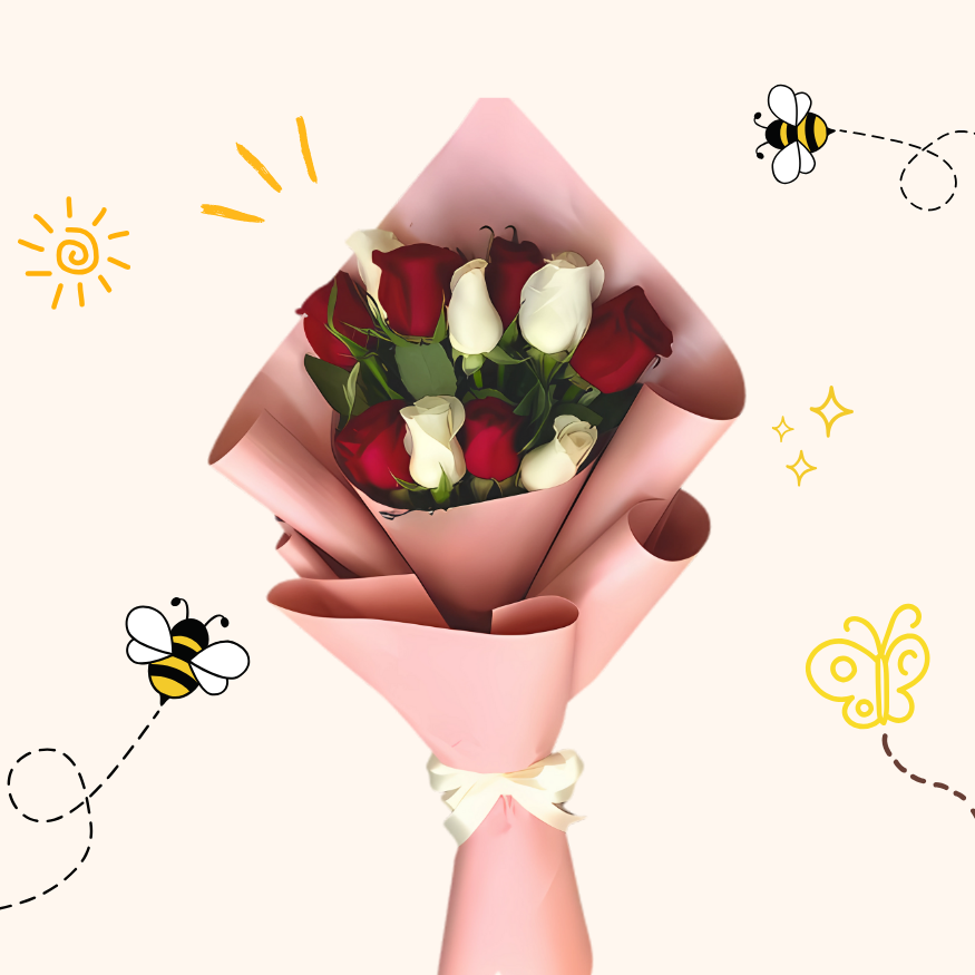 Eternal Harmony Red & White Rose Bouquet