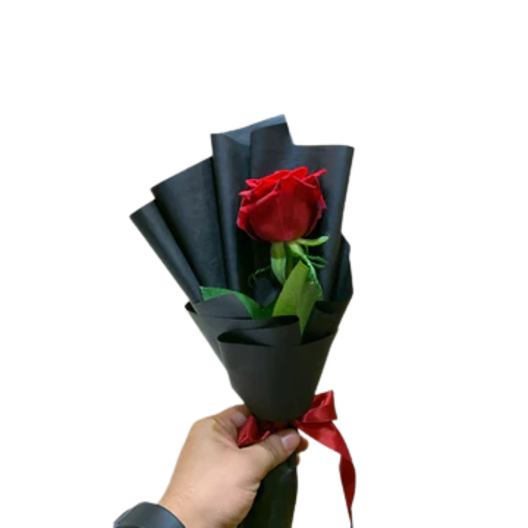 Elegant Single Red Rose Bouquet