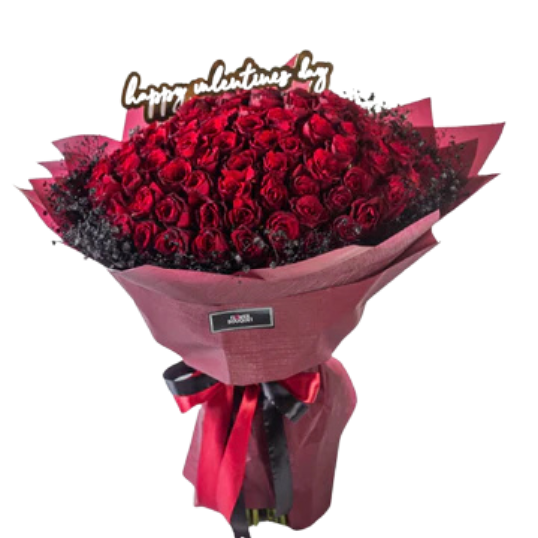Giant Glimmering 100 Imported Roses Bouquet | Luxurious Gift