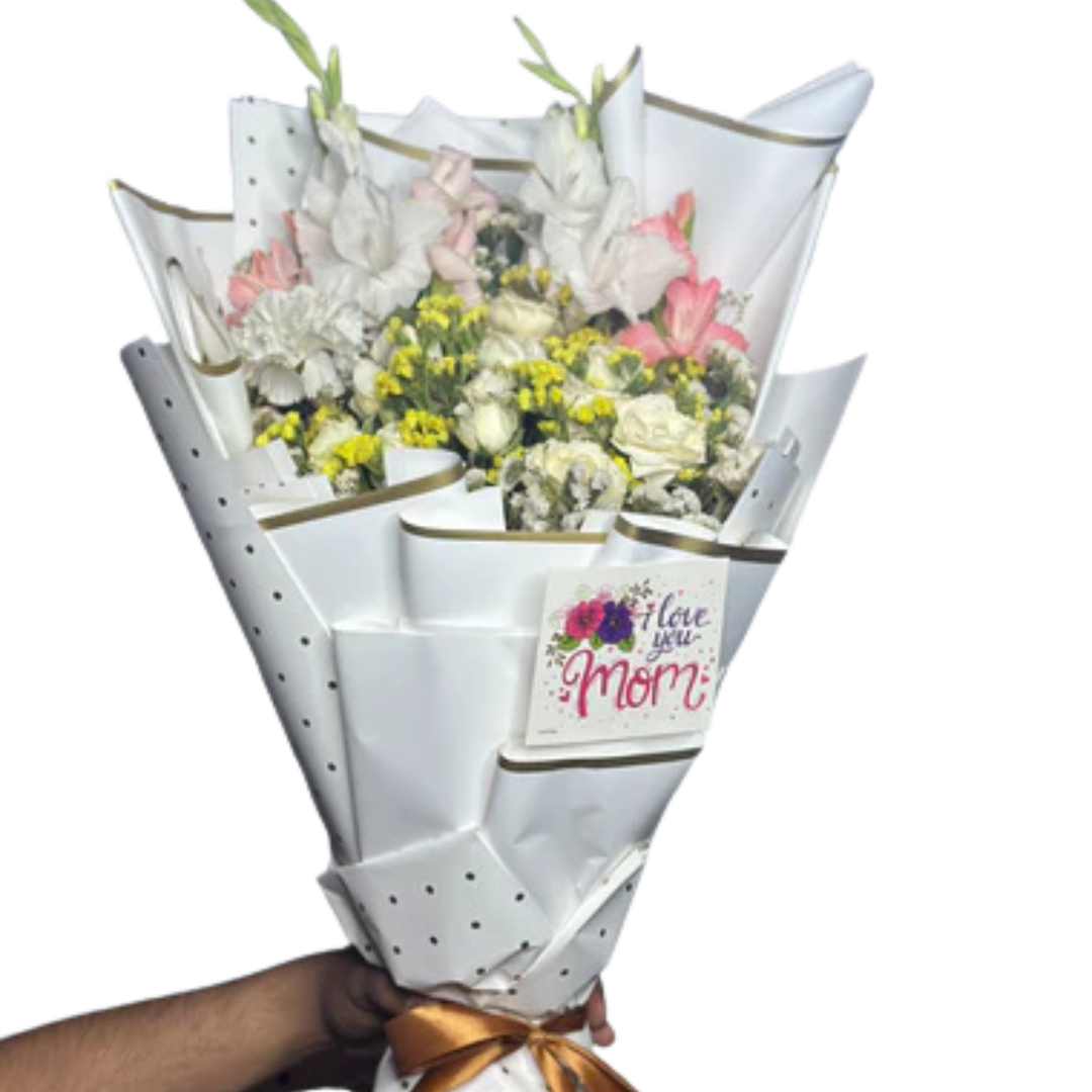 Elegant White & Pink Local Flower Bouquet | Mother's Day Gift
