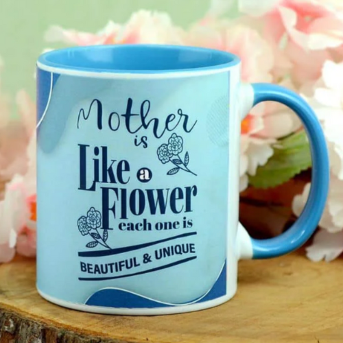 Floral Mom Quote – Blue Ceramic Mug