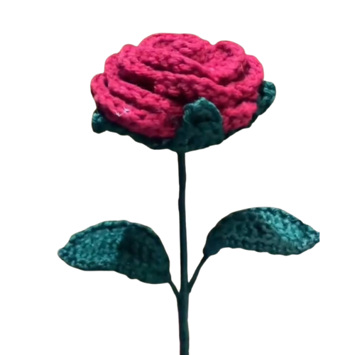 Handmade Classic Crochet Red Rose