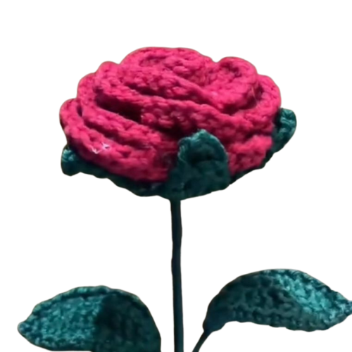Handmade Classic Crochet Red Rose