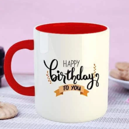 Happy Birthday – Red & White Ceramic Mug